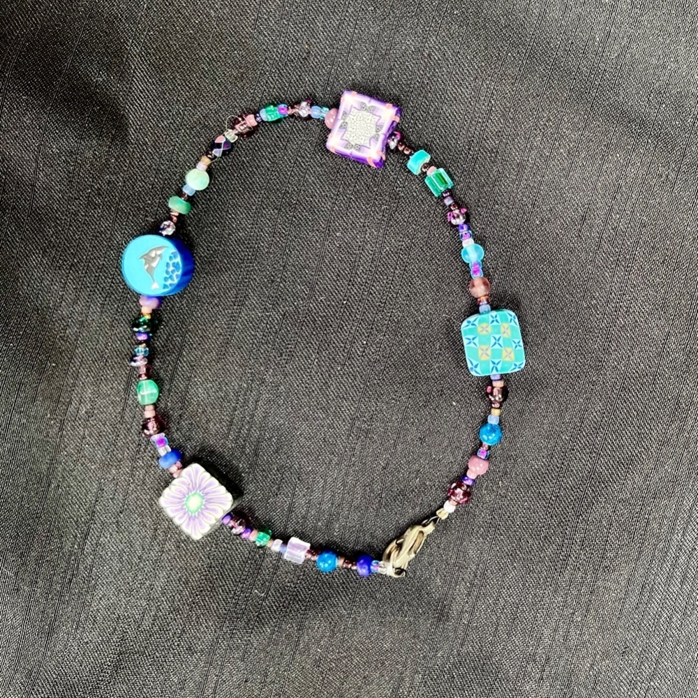 ARTIST MADE BRACELET WITH POLYMER CLAY CANED BEADS - Picture 2 of 4